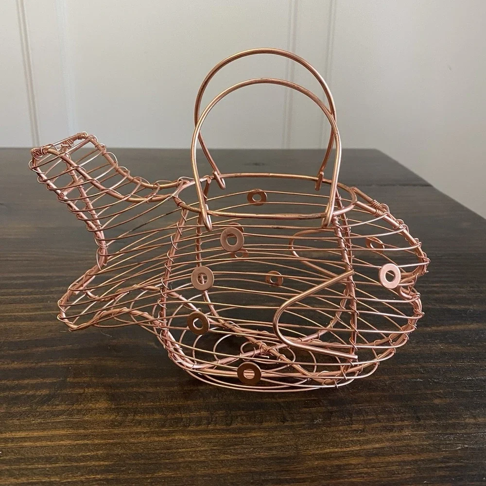 Vintage Copper Wire Farmouse‎ Fish Egg Basket With Handles